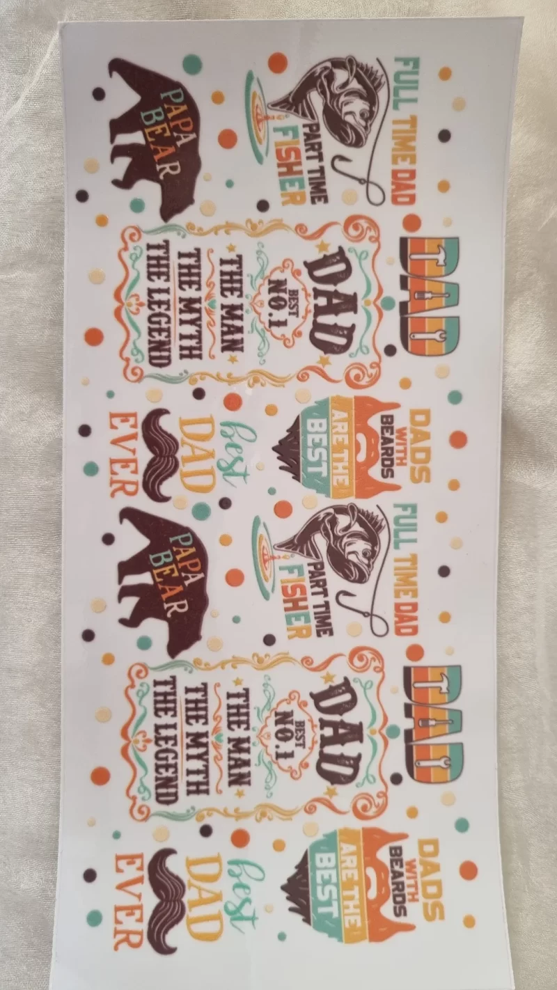Waterproof Cup wraps Transfer Stickers Best Dad Ever