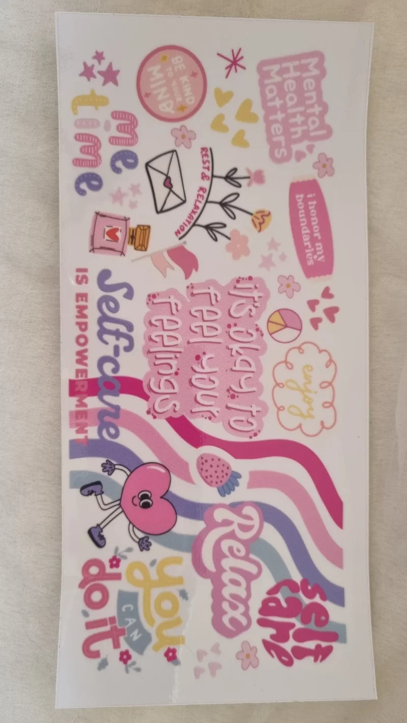 Waterproof Cup wraps Transfer Stickers Self Care