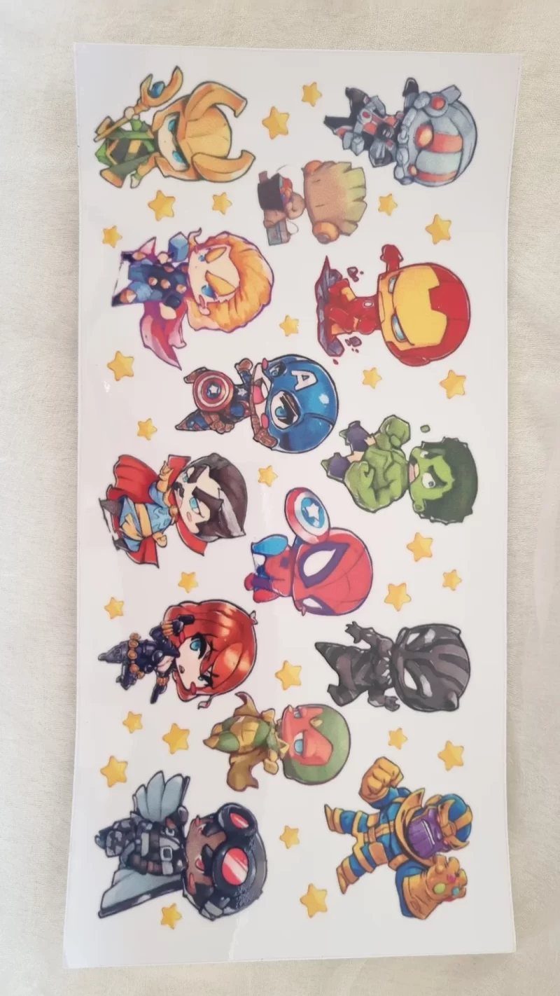 Waterproof Cup wraps Transfer Stickers Baby Super Heros