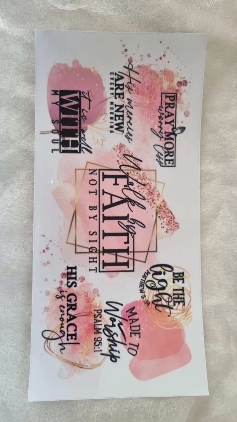 Waterproof Cup wraps Transfer Stickers Walk By Faith