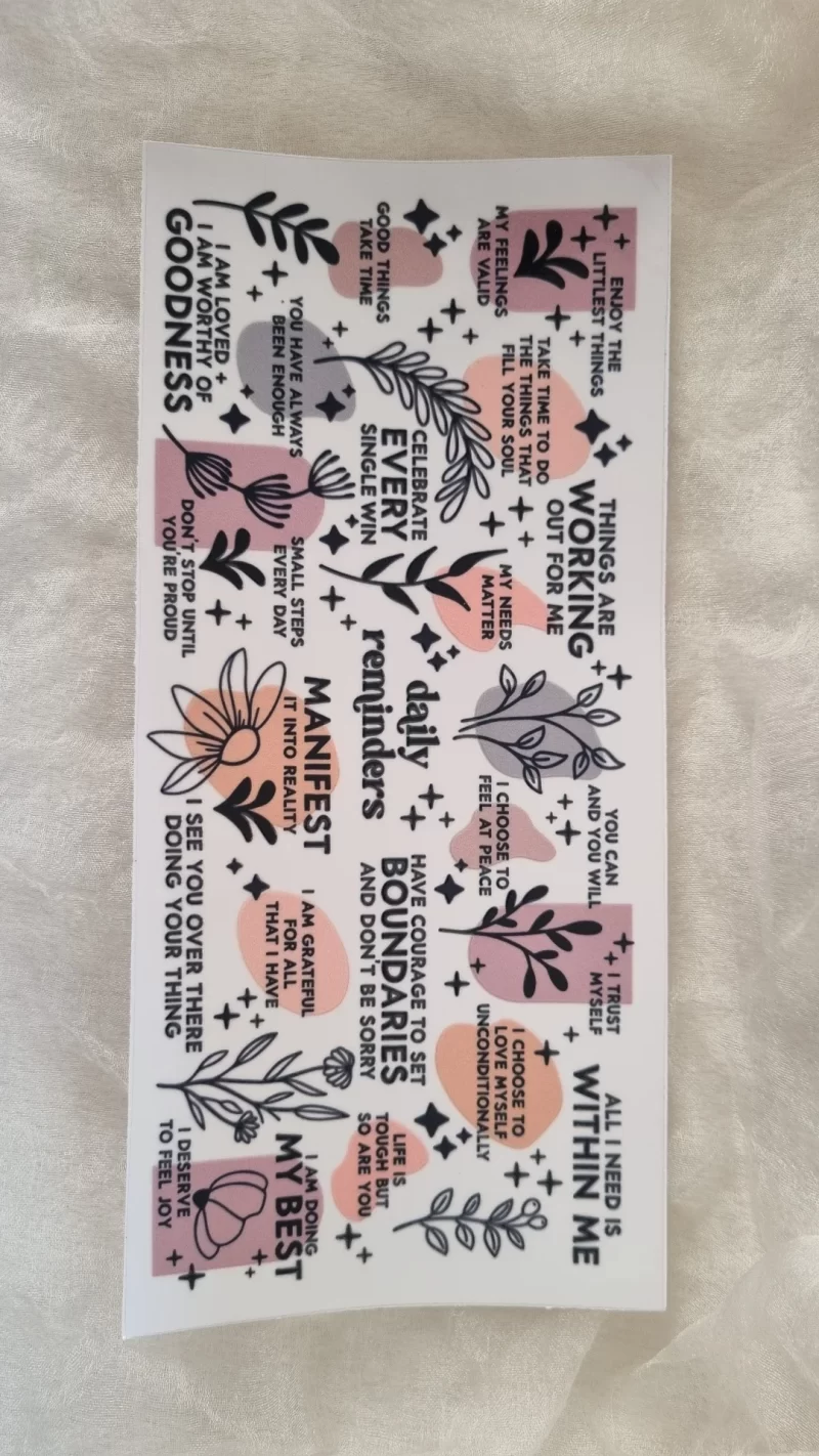 Waterproof Cup wraps Transfer Stickers Daily Reminder
