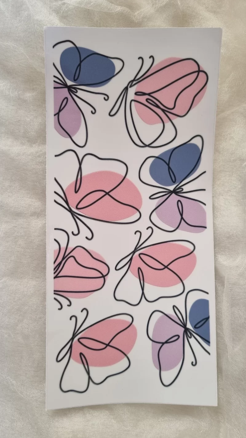 Waterproof Cup wraps Transfer Stickers Butterfly Out Line