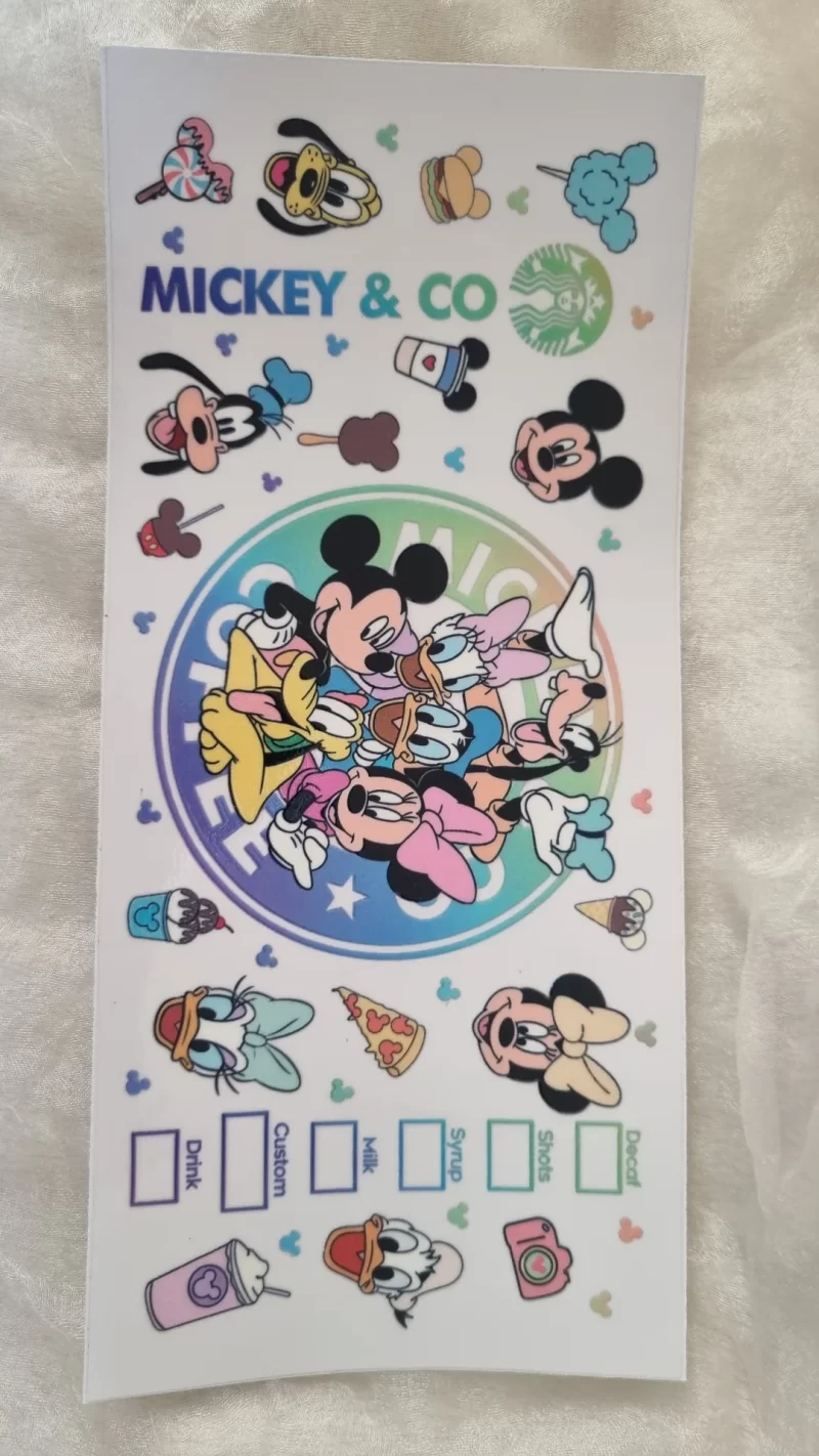 Waterproof Cup wraps Transfer Stickers Mickey & Co.