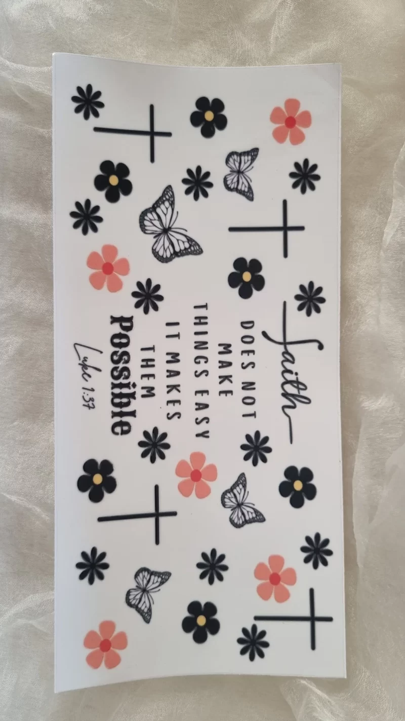 Waterproof Cup wraps Transfer Stickers Faith
