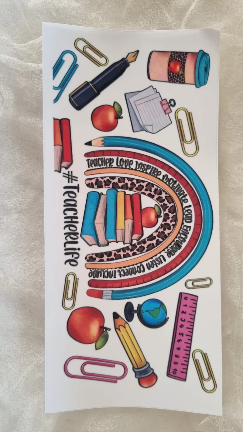 Waterproof Cup wraps Transfer Stickers  Teacher Life