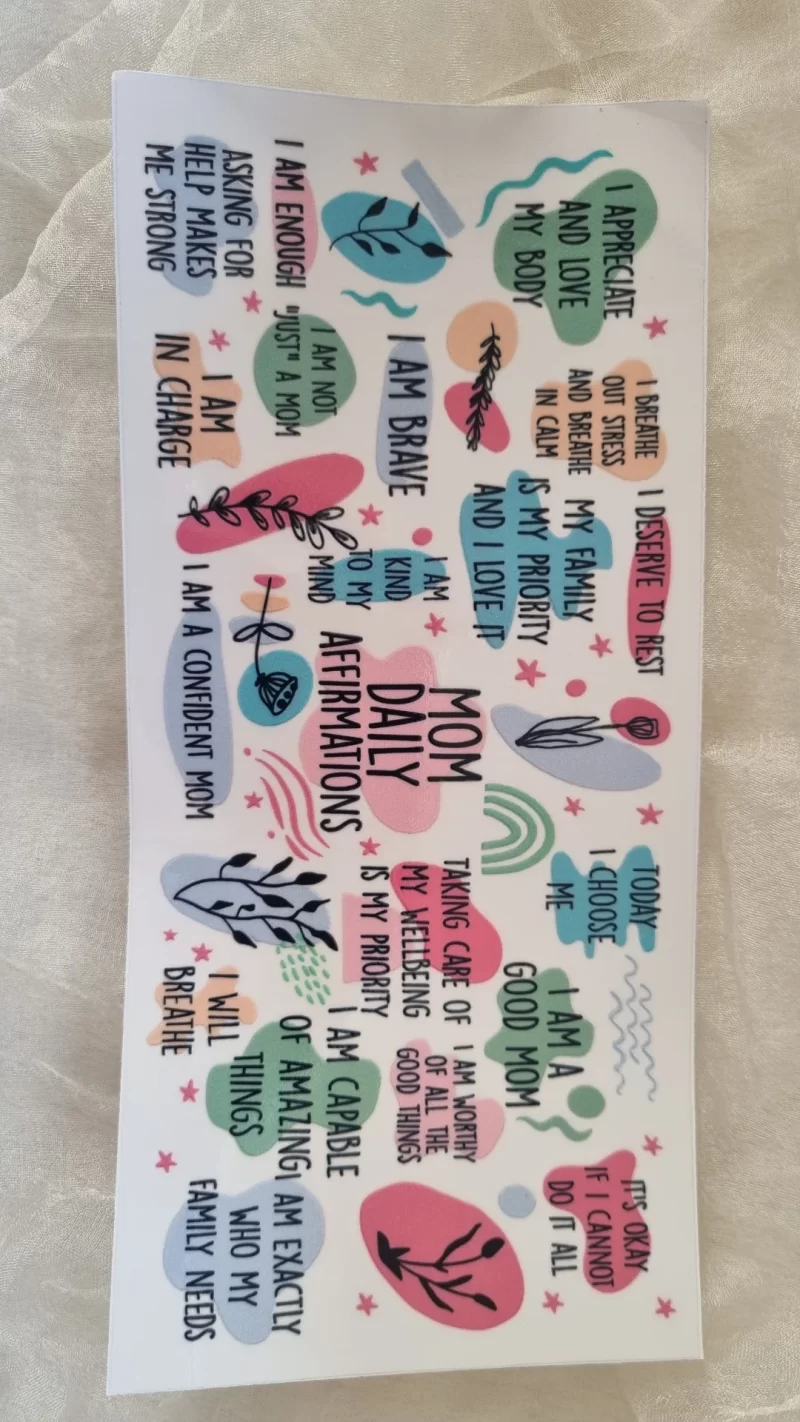 Waterproof Cup wraps Transfer Stickers Mom Daily Affirmations