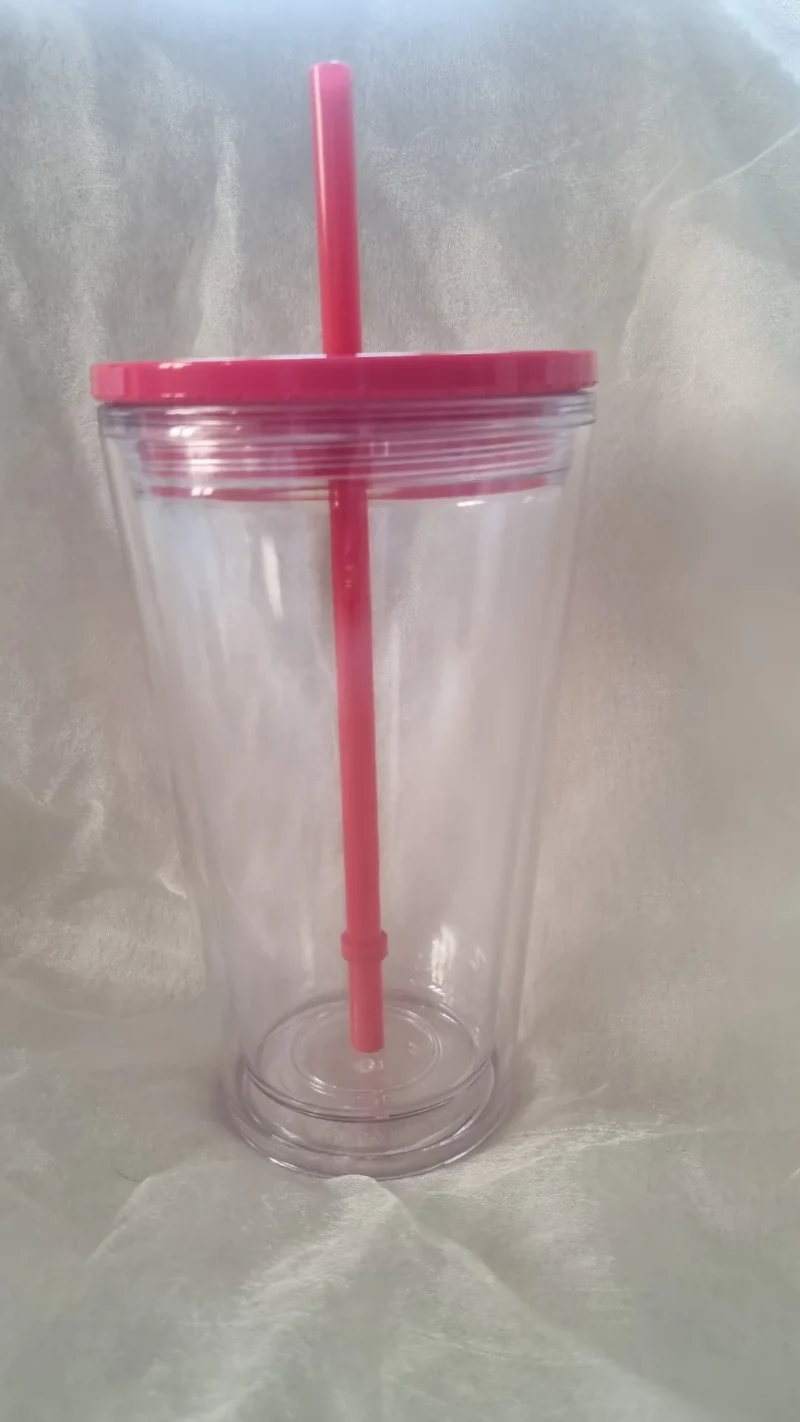 Portable Dark Pink Cup With Straw 16oz