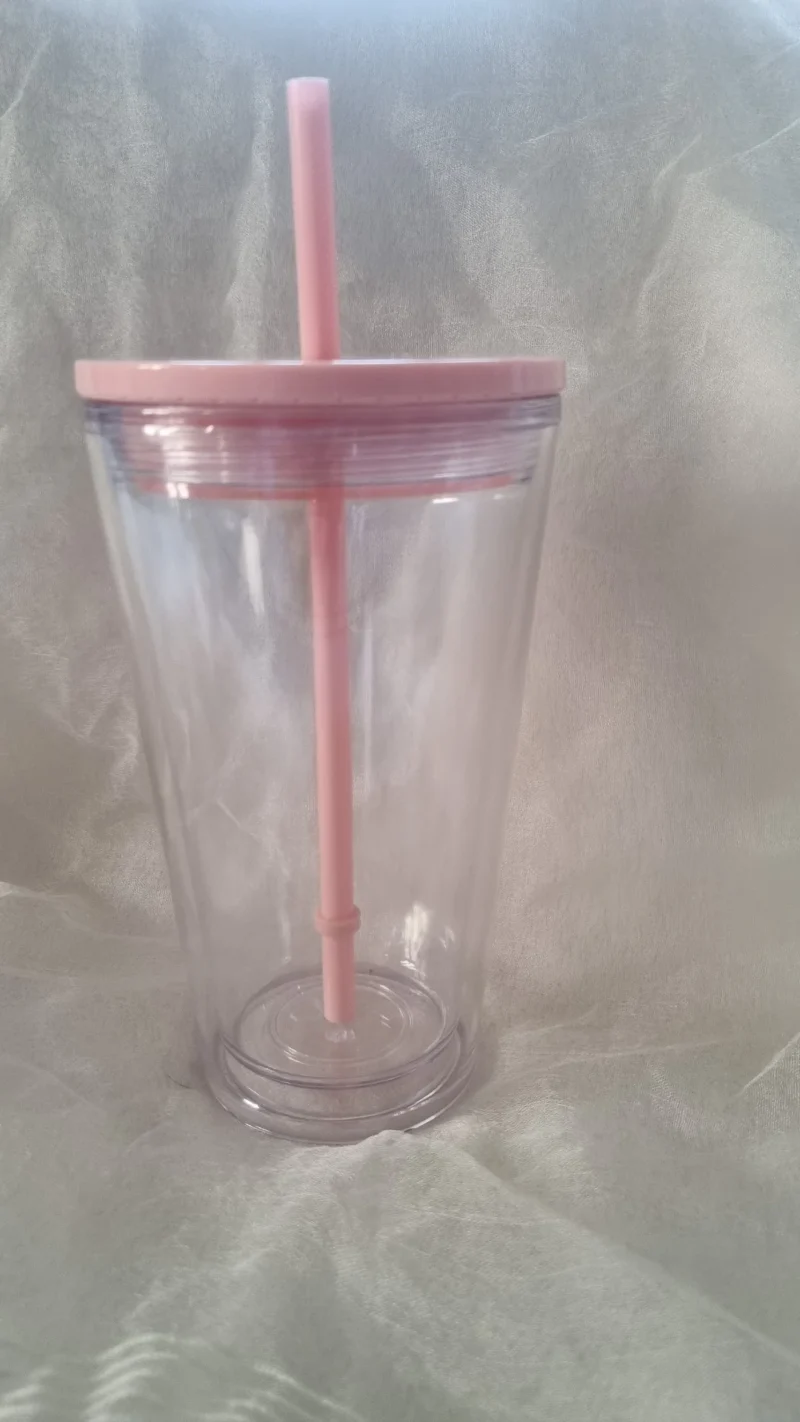 Portable Light Pink Cup With Straw 16oz