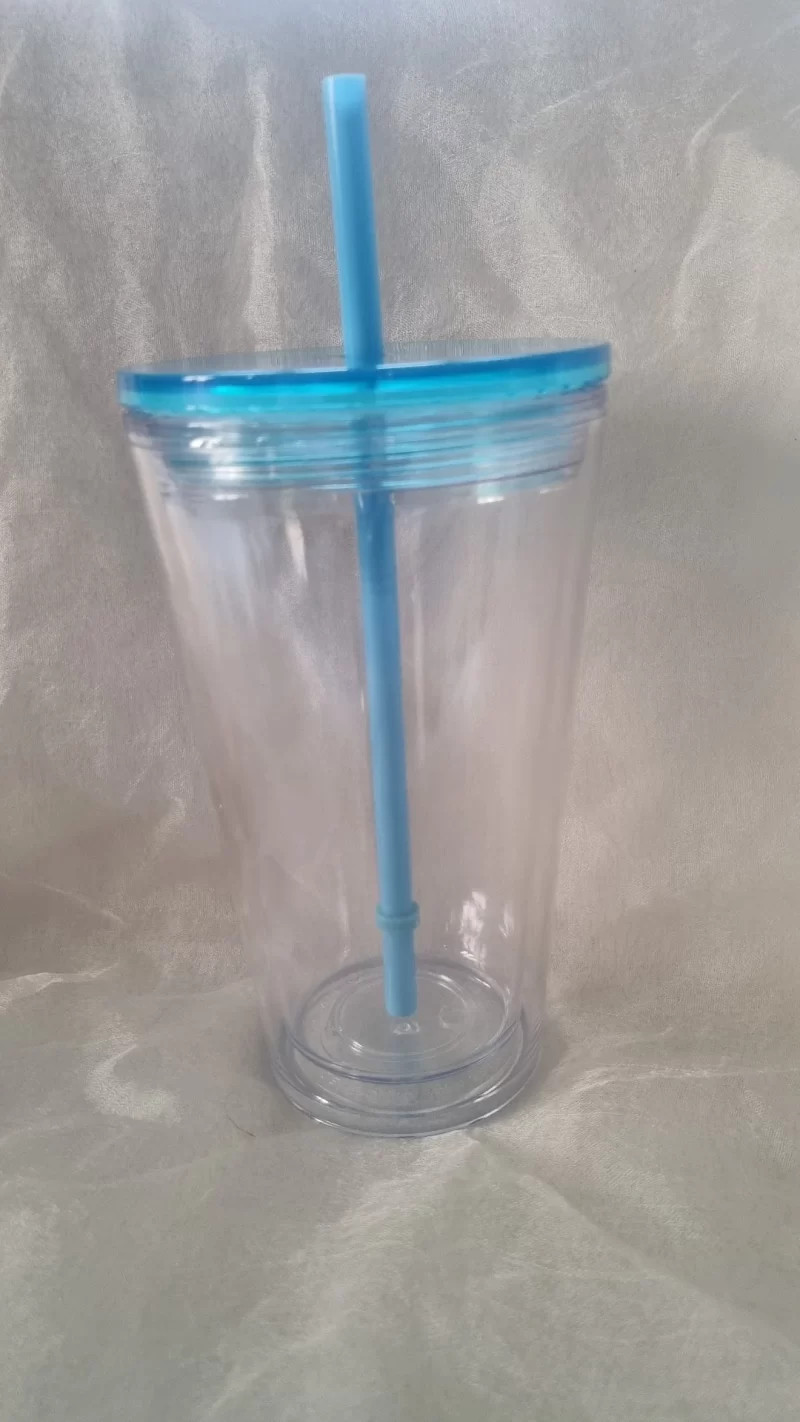 Portable Blue Cup With Straw 16oz