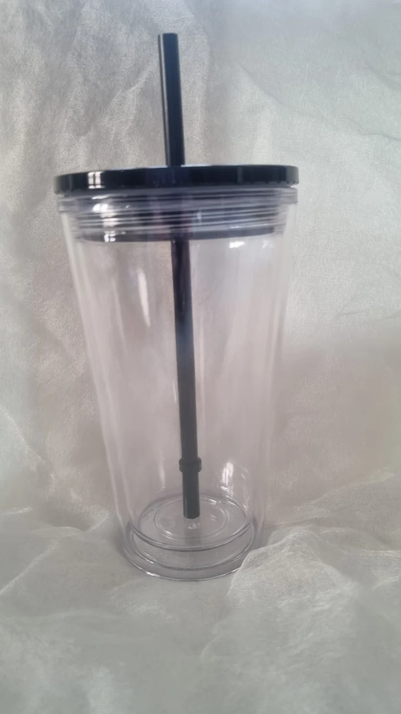 Portable Black Cup With Straw 16oz