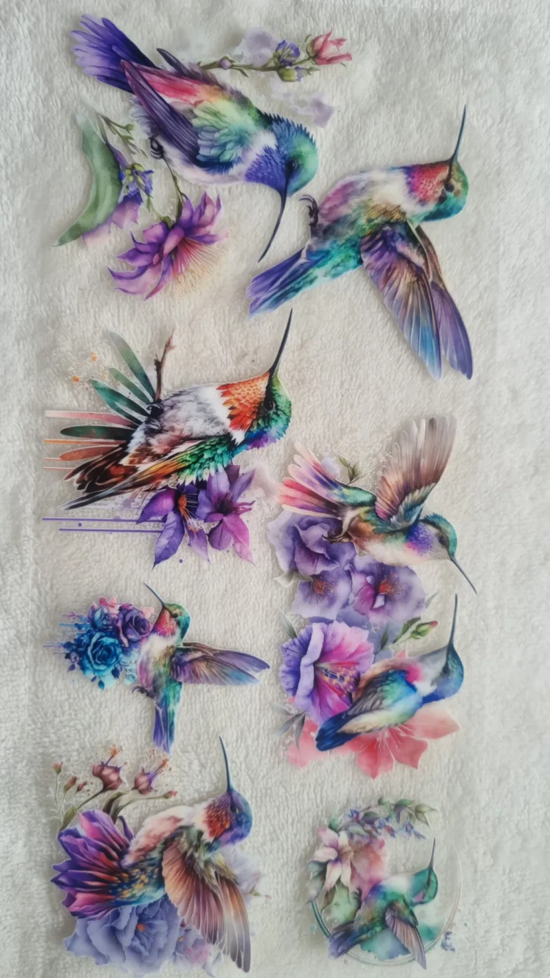 Waterproof Cup wraps Transfer Stickers Humming Birds