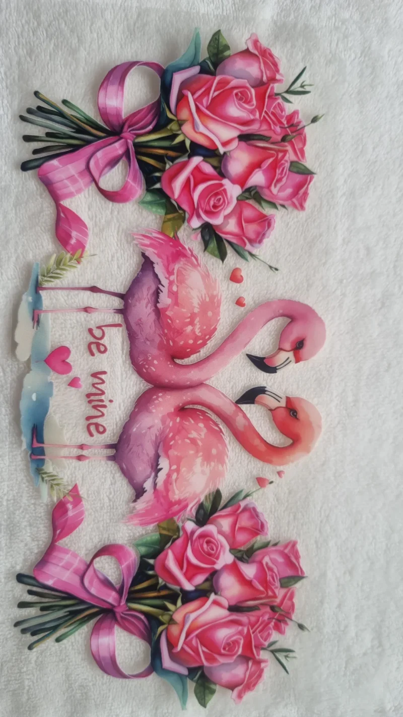 Waterproof Cup wraps Transfer Stickers Be Mine Flamingos
