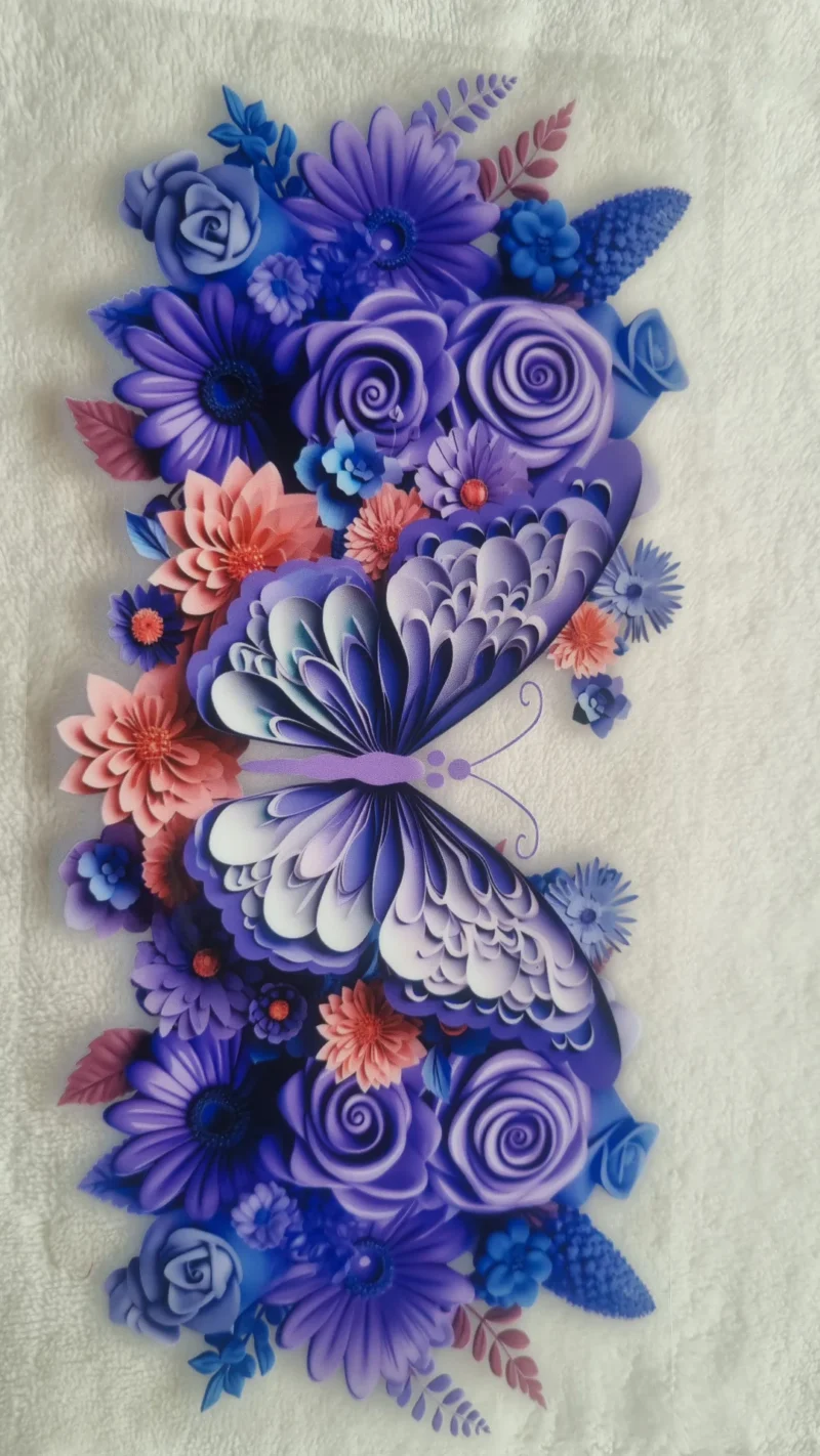 Waterproof Cup wraps Transfer Stickers Purple Butterfly