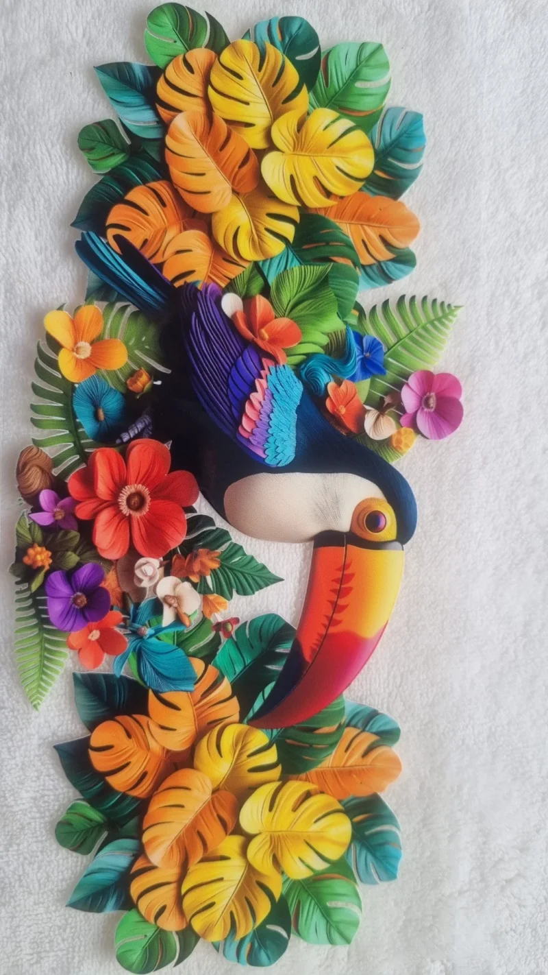 Waterproof Cup wraps Transfer Stickers Toucan & Flowers