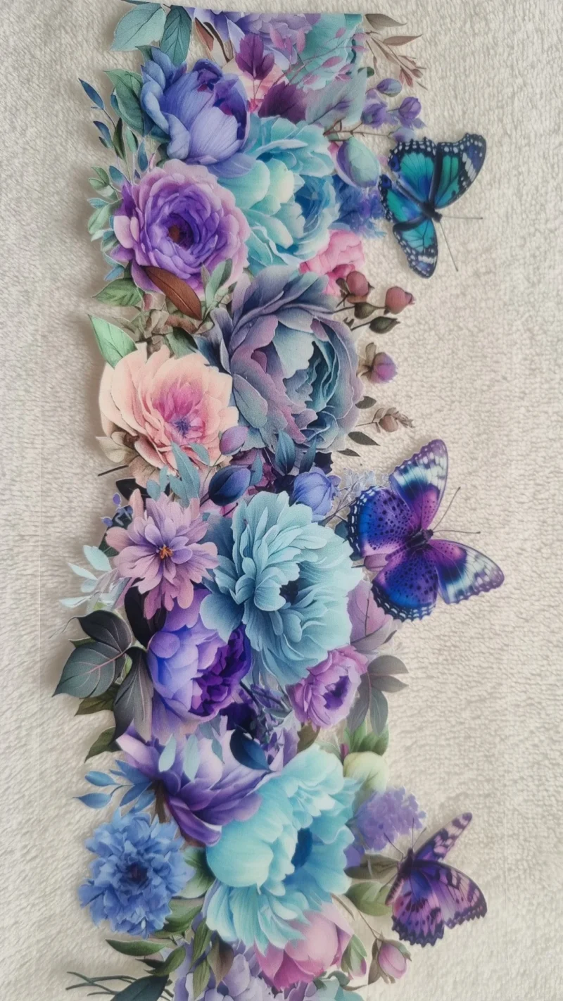 Waterproof Cup wraps Transfer Stickers Butterfly with Flowers