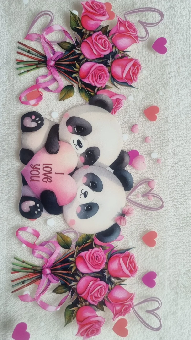 Waterproof Cup wraps Transfer Stickers Panda I Love You