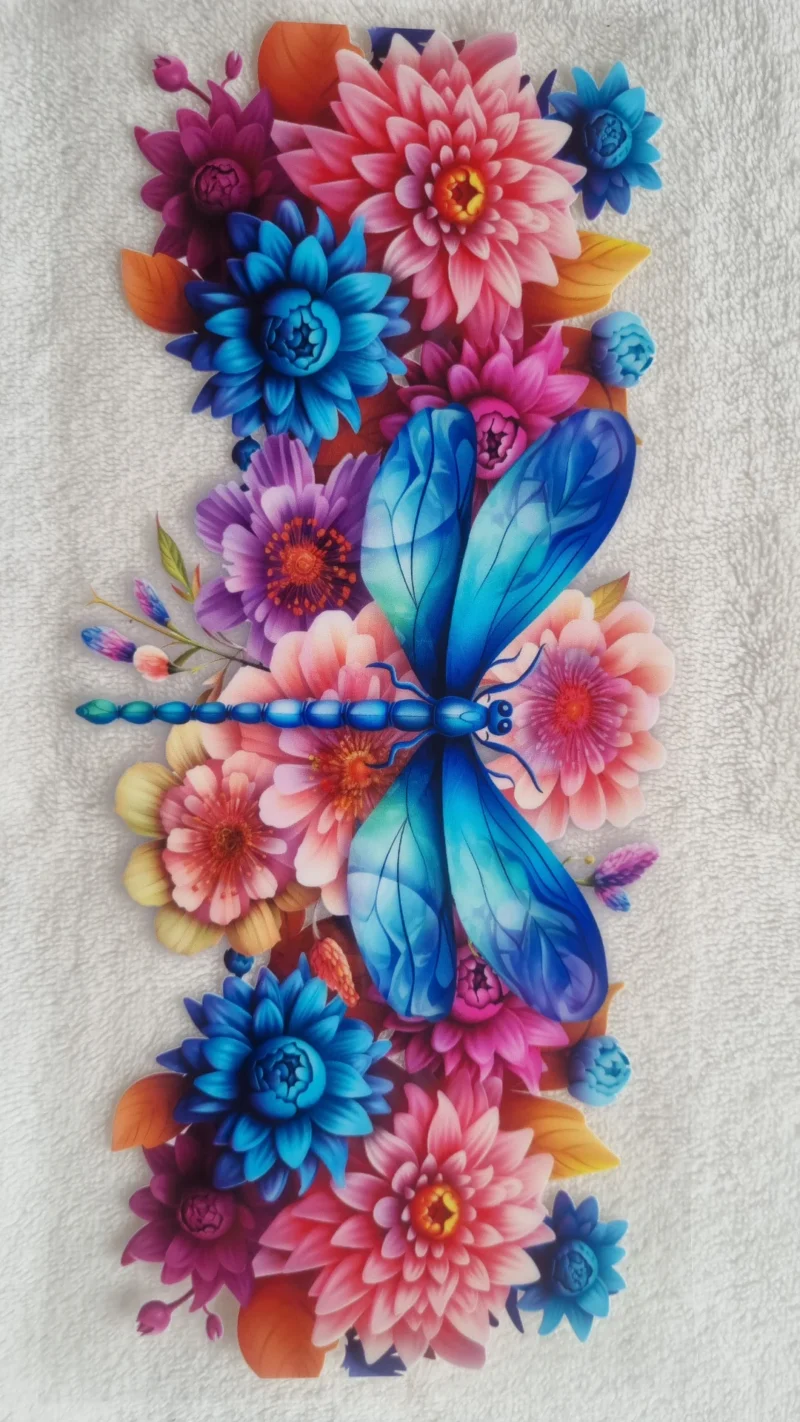 Waterproof Cup wraps Transfer Stickers Flowers & Dragenfly