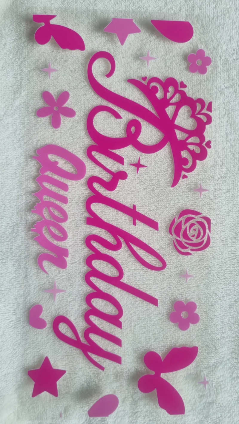 Waterproof Cup wraps Transfer Stickers Birthday Queen