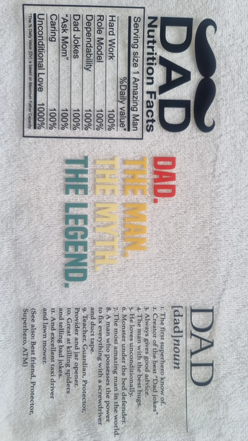 Waterproof Cup wraps Transfer Stickers Dad Nutrition Facts