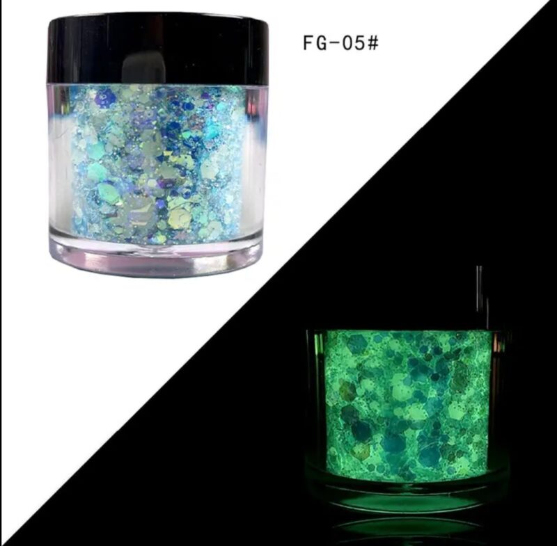 Luminous Flakes Sequince Neon (Vivid Sky Blue) Glow In Dark